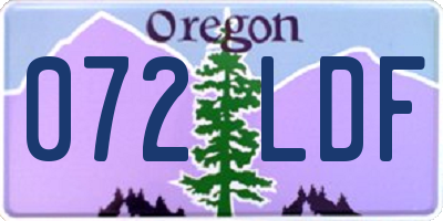 OR license plate 072LDF