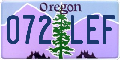 OR license plate 072LEF