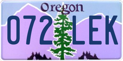 OR license plate 072LEK