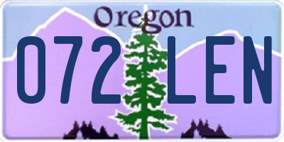 OR license plate 072LEN