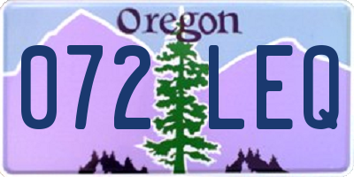 OR license plate 072LEQ