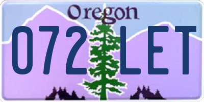 OR license plate 072LET