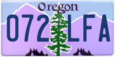 OR license plate 072LFA
