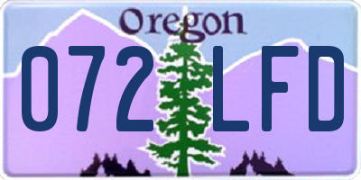 OR license plate 072LFD