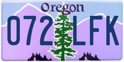 OR license plate 072LFK