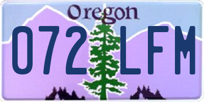OR license plate 072LFM