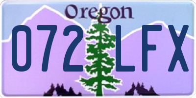 OR license plate 072LFX