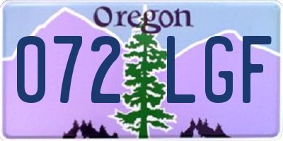 OR license plate 072LGF
