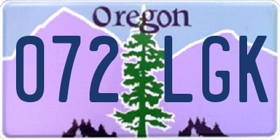 OR license plate 072LGK