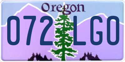 OR license plate 072LGO