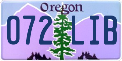 OR license plate 072LIB