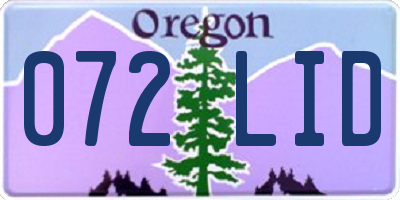 OR license plate 072LID