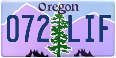 OR license plate 072LIF