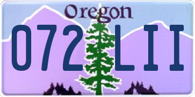 OR license plate 072LII