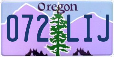 OR license plate 072LIJ