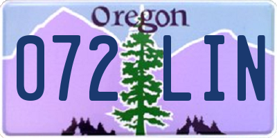 OR license plate 072LIN