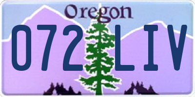 OR license plate 072LIV