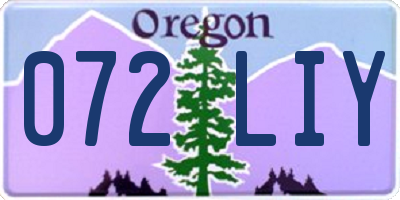 OR license plate 072LIY