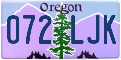 OR license plate 072LJK