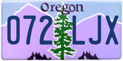 OR license plate 072LJX
