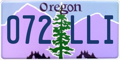 OR license plate 072LLI