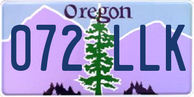 OR license plate 072LLK