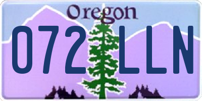 OR license plate 072LLN