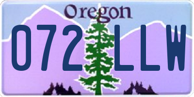 OR license plate 072LLW