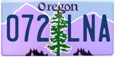 OR license plate 072LNA