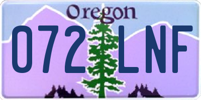 OR license plate 072LNF
