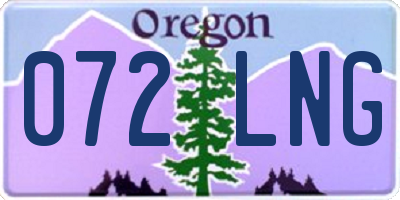 OR license plate 072LNG