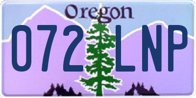 OR license plate 072LNP