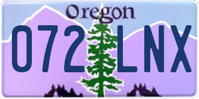 OR license plate 072LNX