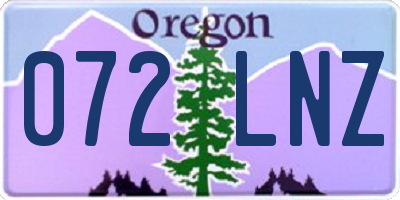 OR license plate 072LNZ