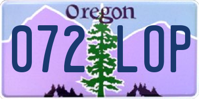 OR license plate 072LOP