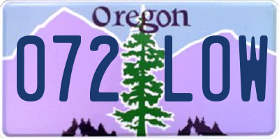 OR license plate 072LOW