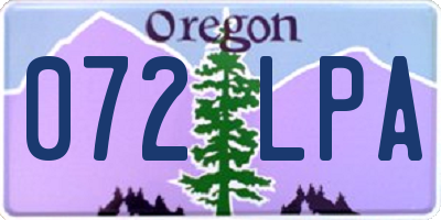 OR license plate 072LPA