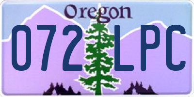OR license plate 072LPC