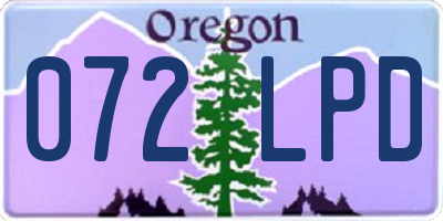 OR license plate 072LPD