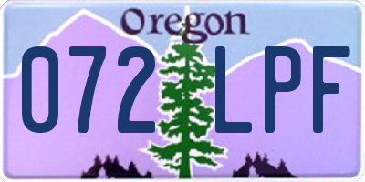 OR license plate 072LPF