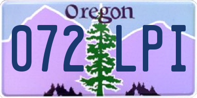 OR license plate 072LPI