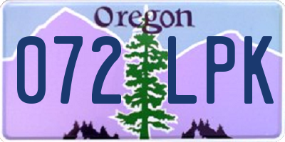 OR license plate 072LPK
