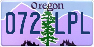 OR license plate 072LPL