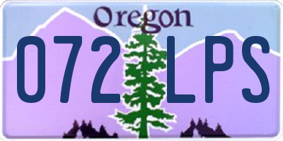 OR license plate 072LPS