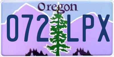 OR license plate 072LPX