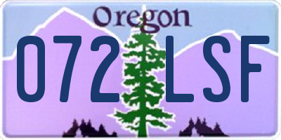 OR license plate 072LSF