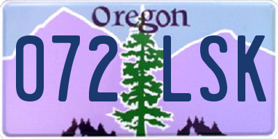 OR license plate 072LSK