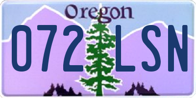 OR license plate 072LSN