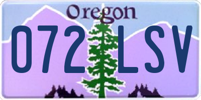 OR license plate 072LSV