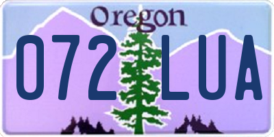 OR license plate 072LUA
